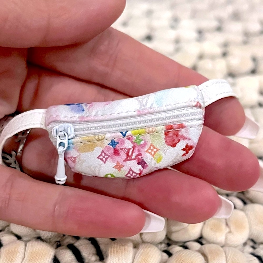 Miniature 3D LV Waist bag white and multicolored monogram accessory/ bracelet